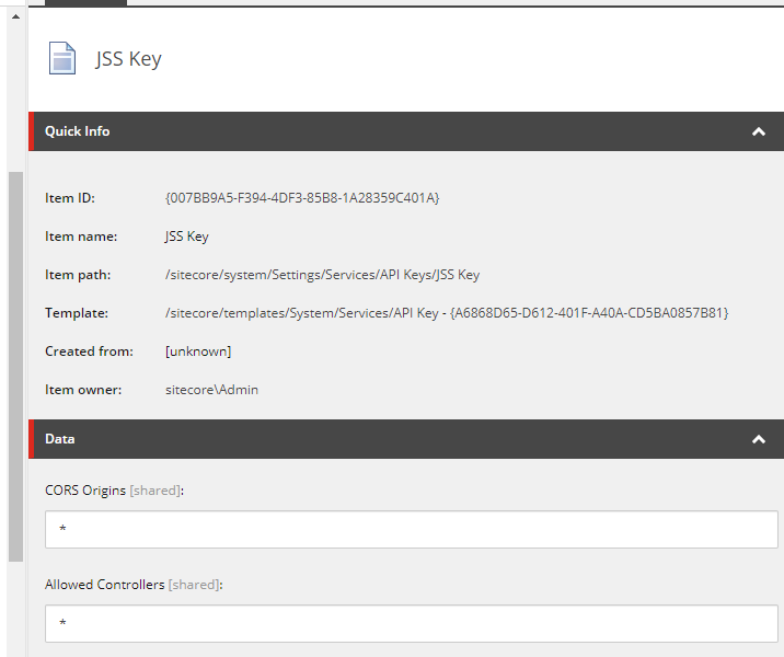 Sitecore api key